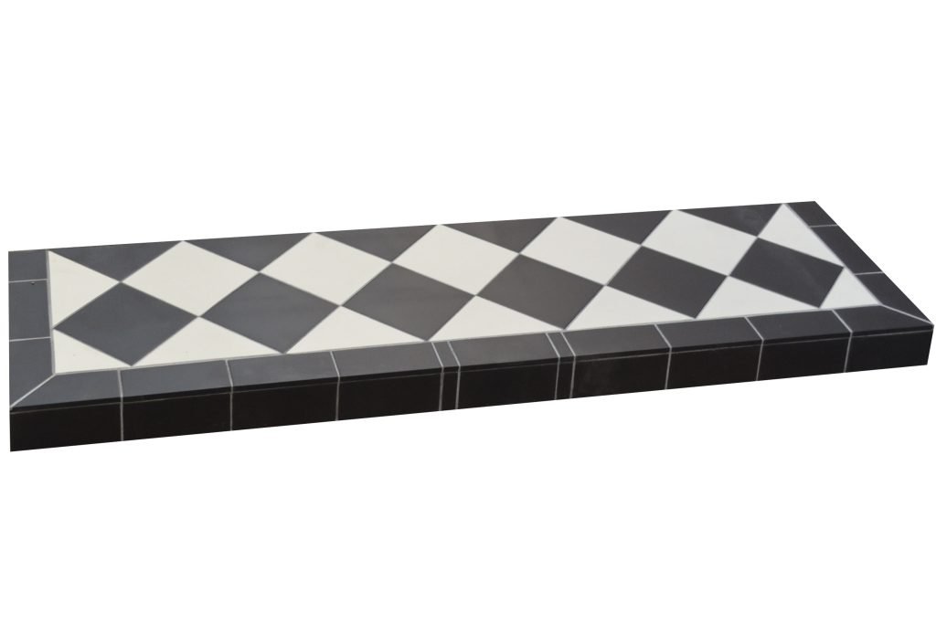 Diamond Quarry White Black Hearth