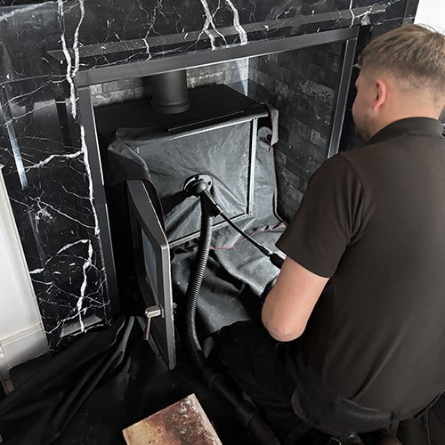 HEPA vacuum attached